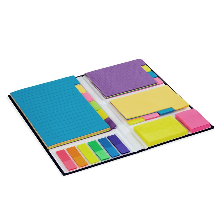 Sticky Notes Variety Set in a Padded Memo Book, 410 Pieces, Assorted Sticky  Tabs: Lined, Dotted & Blank Note Tabs, Small & Mini Sticky Notes & See