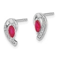 thumbnail image 2 of Auriga Fine Jewelry 14K White Gold 1/20Ct Diamond and Ruby Stud Earrings for Women (L- 0.4 inch, W- 0.16 inch), 2 of 5