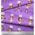 thumbnail image 3 of Soimoi Moss Georgette Fabric Cook Girl Print Sewing Fabric Yard 42 Inch Wide, 3 of 3