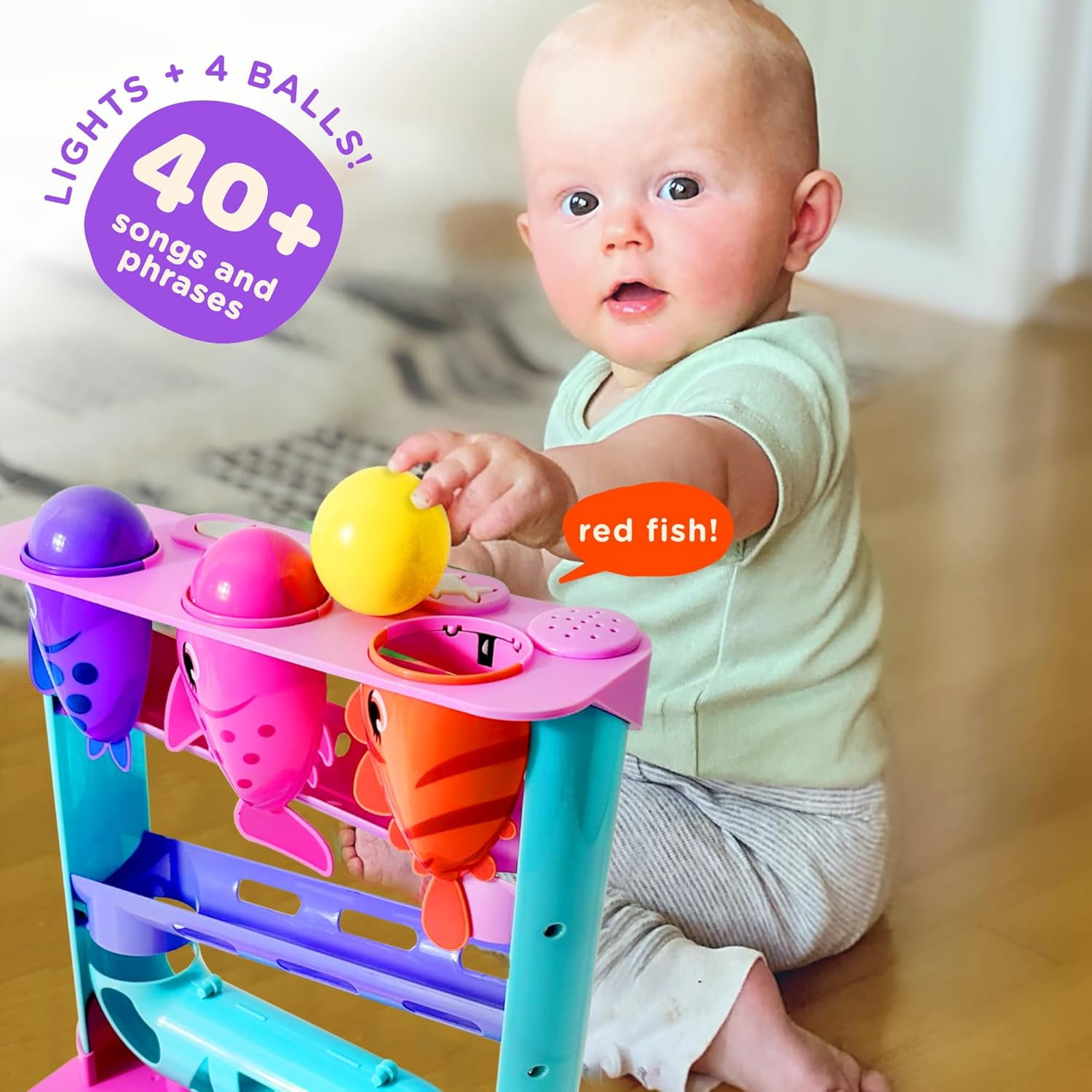 Move2Play, Feed The Fish, Interactive Toy for 1+ Year Olds, 6 to 12 Months, Baby Toy, Birthday Gift for Girls, 9-12 Months, 6 7 8 9 10 12+ Months