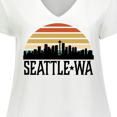 thumbnail image 4 of Inktastic Seattle Washington Skyline Sunset Women's Plus Size V-Neck T-Shirt, 4 of 5