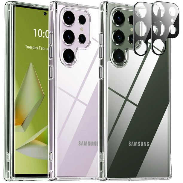 Funda Oterkin para Samsung Galaxy S23 Ultra Transparente + 2 Protectores de Vidrio