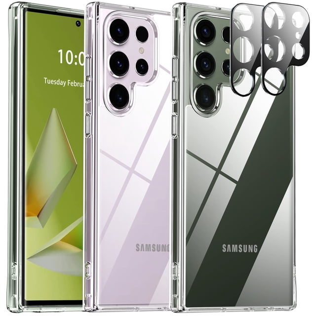 Funda Oterkin para Samsung Galaxy S23 Ultra Transparente + 2 Protectores de Vidrio