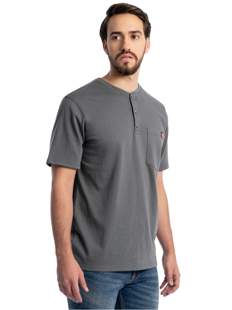 Wrangler Workwear Men's Short Sleeve Henley Pocket Work T
