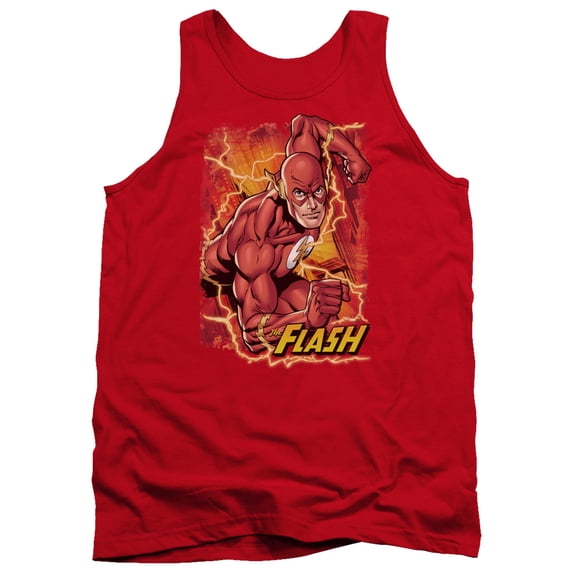 JLA Justice League Flash Lightning Adult Tank Top Red