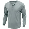 thumbnail image 2 of zbxnLI Men Long Sleeve Shirts Button T-Shirts Solid Color Casual Lightweight Pullover Crewneck Basic Tees, 2 of 4