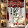 thumbnail image 3 of Christmas Red Plaid Valances for Windows, 42 x 18in, Poinsettia Leaf Winter Floral Rod Pocket Kitchen Valance Curtain Light Filtering Window Treatments for Living Room Bedroom, 1 Panel, 3 of 7