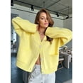 thumbnail image 5 of Women'S Blend Chunky Cardigan V-Neck Pocket Knitted Cardigan Yellow L, 5 of 8