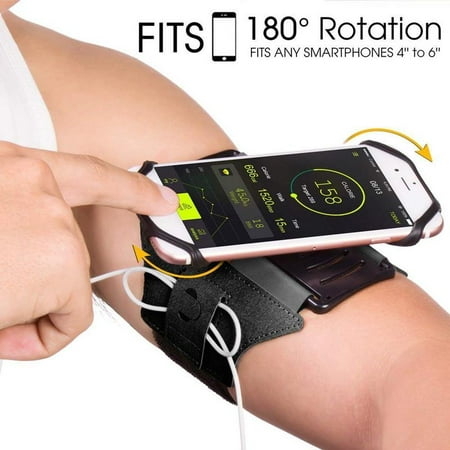 Running Armband for iPhone X/ iPhone 8 Plus/ 8/ 7 Plus/ 6 Plus/ 6, Galaxy S8/ S8 Plus/ S7 Edge, Note 8 5, Google Pixel, 180° Rotatable with Key Holder Phone Armband for Hiking Biking (Best Iphone Holder For Running)