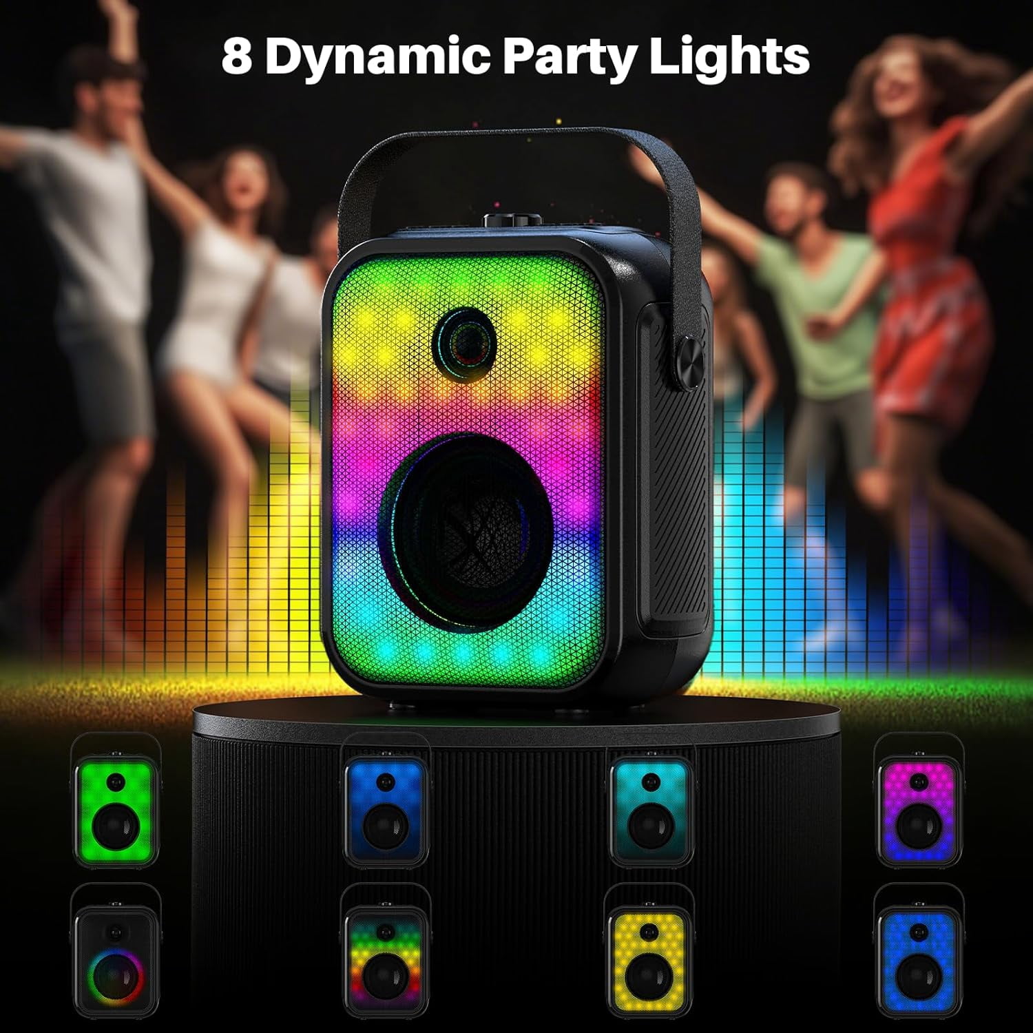 Bobtot Karaoke Machine for Kids and Adult,Portable Bluetooth Speaker with 2 Wireless Microphone Karaoke Machine with RGB Light and Subwoofer Support TWS/FM/USB/AUX for Party Outdoor
