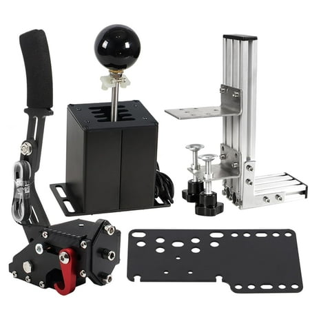 YIUIY PC USB Simulator Shifter 64 Bit Handbrake with Clamp L Shape Lever Kit Compatible with G29 G27 G25 G920 T300RS/GT Steering Wheel Sequential H Gear Shifter Sim Racing Games 6+R Black