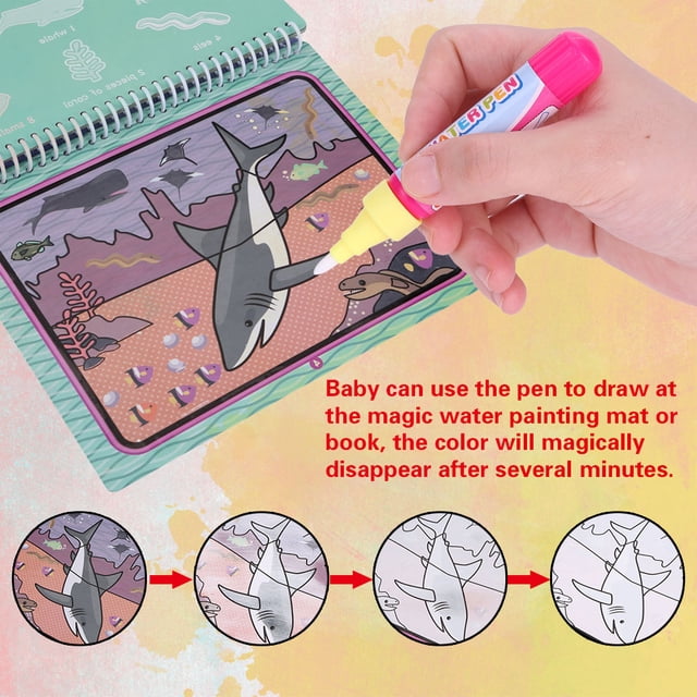 Juego de bolígrafos de agua para bebés, 2 piezas/juego, bolígrafo mágico para colorear con agua para bebés, bolígrafo para colorear con agua para bebés, máxima confiabilidad