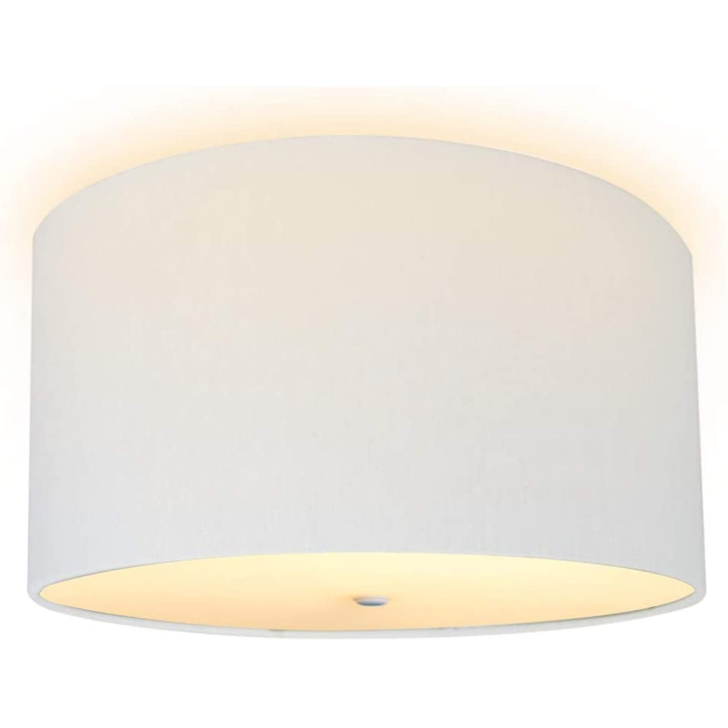 Moderne Flush Mount Conversion Kit 16"w White Linen Drum Lampshade