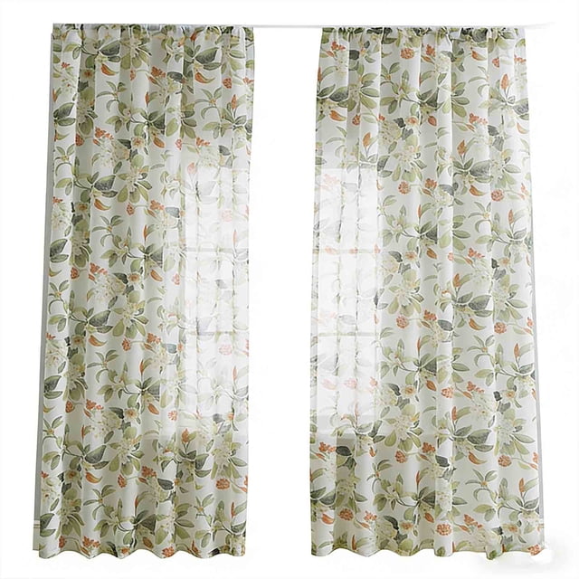 Printed Blackout Curtains 100X200Cm Linen Style Multicolor 2Pcs for Window Home Decor