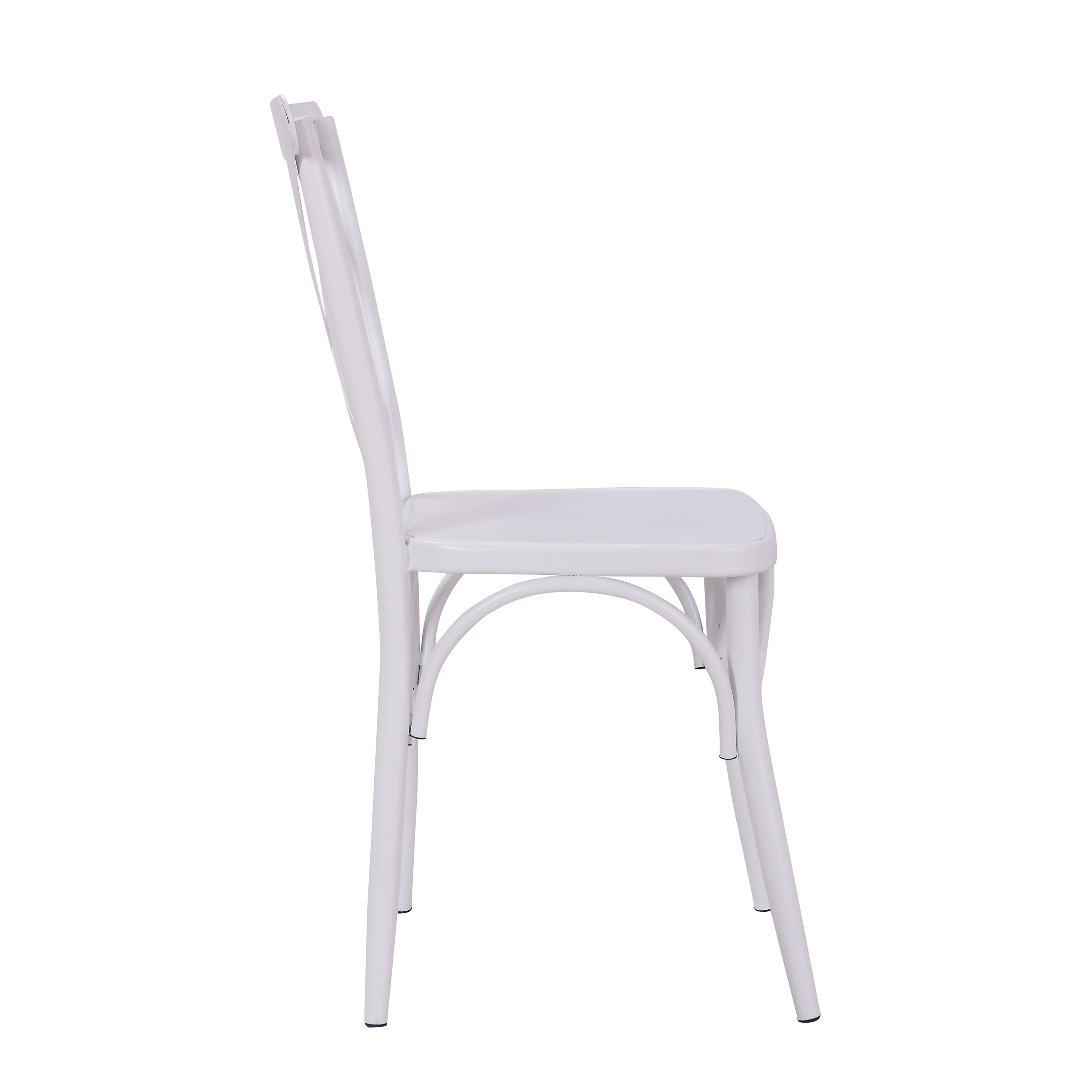 Rustic Cross Back Metal Modern Farmhouse Dining Chair, Matte White