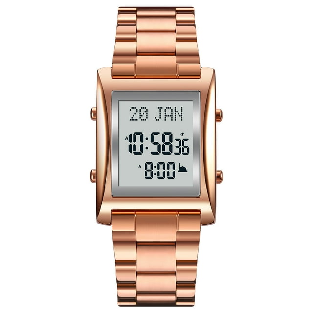 SKMEI 1815 Muslim Digital Watch for Prayer Qibla Compass Hijri Calendar Quran Bookmark City Selection Function Date Week Backlight 30M Waterproof Men Azan Watches Islamic Wristband Men's Gi