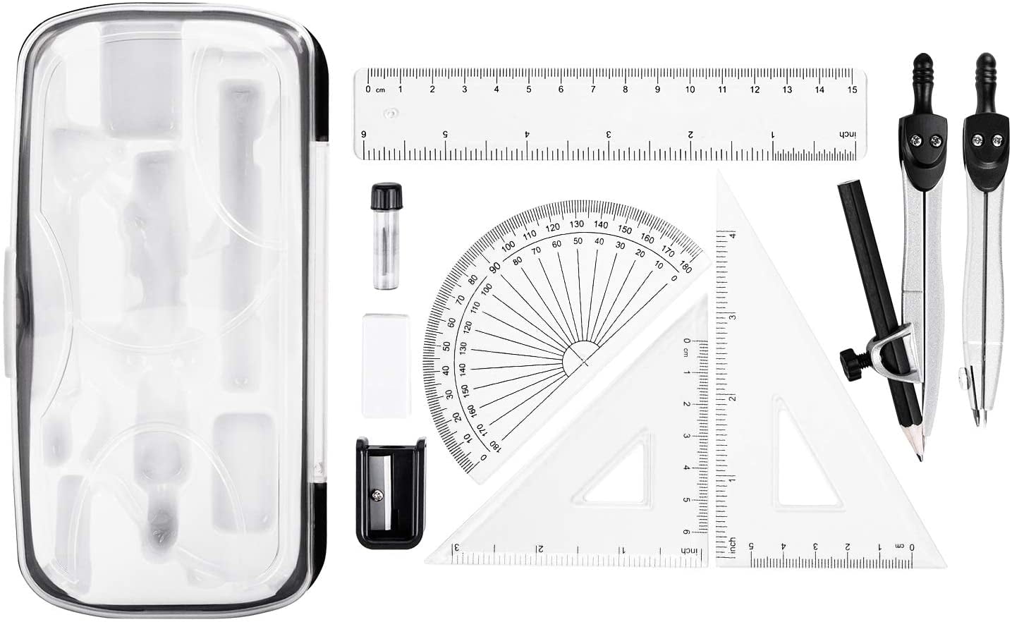 Students Stationery Compass Protractors Square Math Geometry Drawing Ruler  Q 