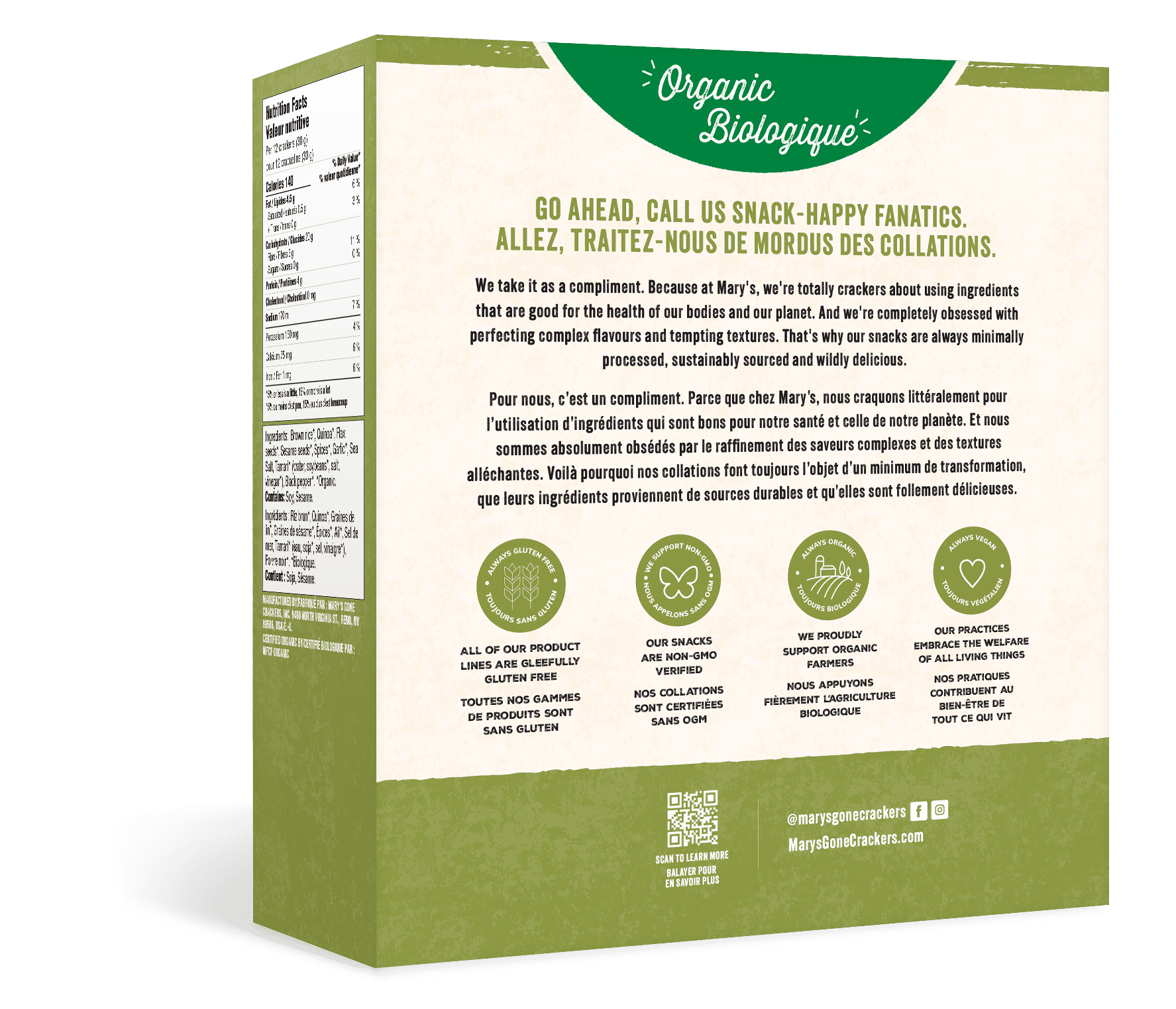 Craquelins d'Herbe Biologique et Sans Gluten de Mary's 184GR