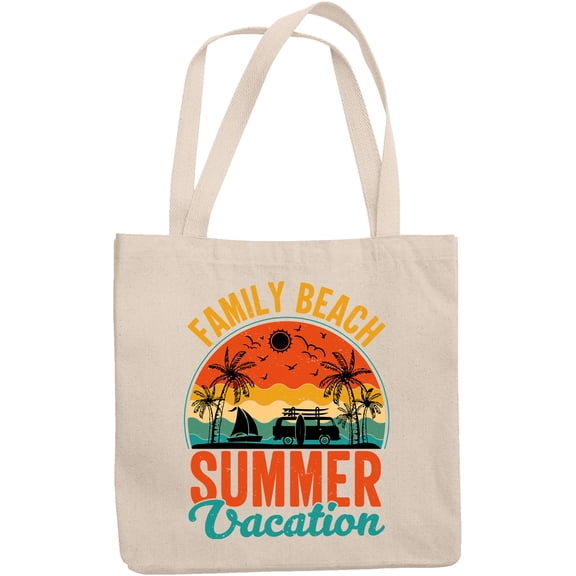 Retro Distressed Family Beach Summer Vacation, 12oz Canvas Tote Bag