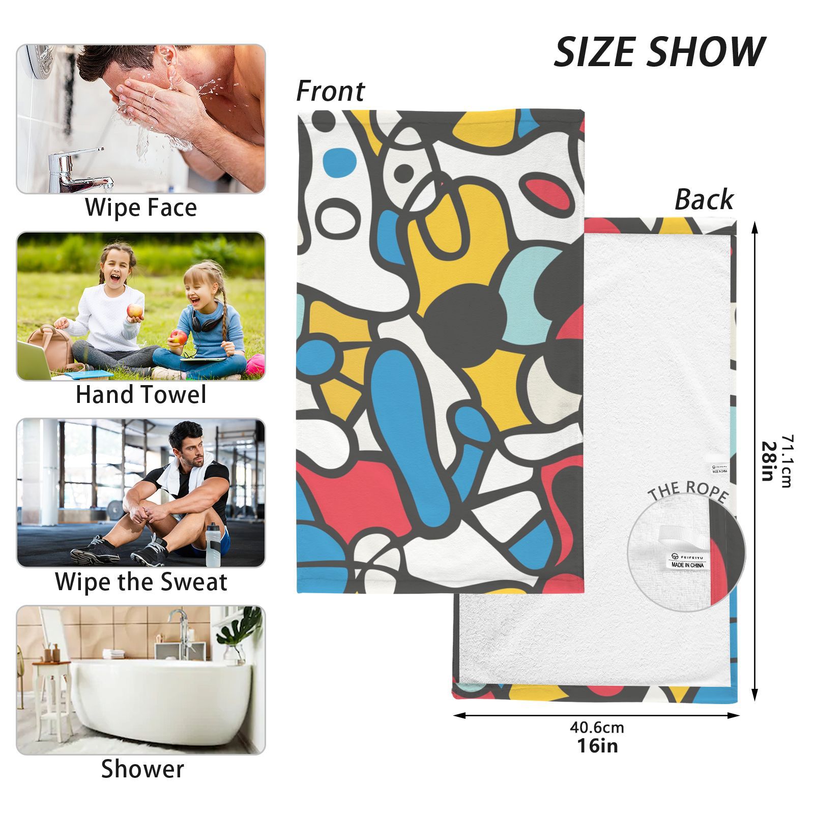 Irregular Shapes Hand Towels Cotton Bath Towels Large Face Towels Absorbent for Bathroom 2 Packs
