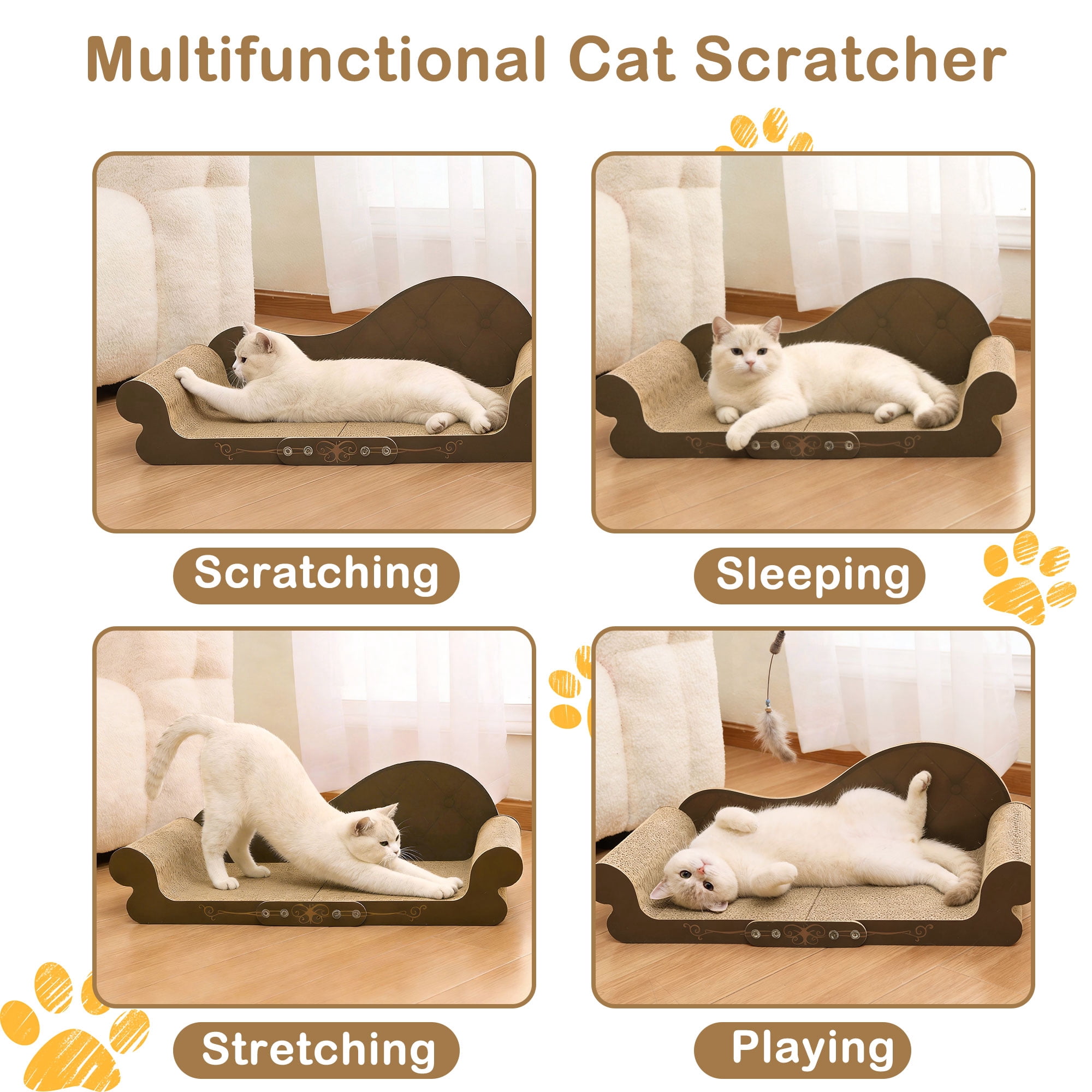 JIUZHEN Cat Scratching Sofa - 26" Large Cardboard Lounge & Scratch Pad for Indoor Cats, Durable Pet Bed Furniture Protector