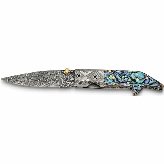 Fashion Damascus Steel 256 Layer Folding Blade Abalone Handle Knife (6 X 0.75) Made In Pakistan kn3222