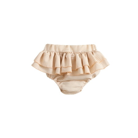 

Nokpsedcb Toddler Kids Baby Girls Summer Shorts Plaid Pattern Ruffled Edges Elastic Waist Cotton Shorts Outdoor Wear Apricot 18-24 Months