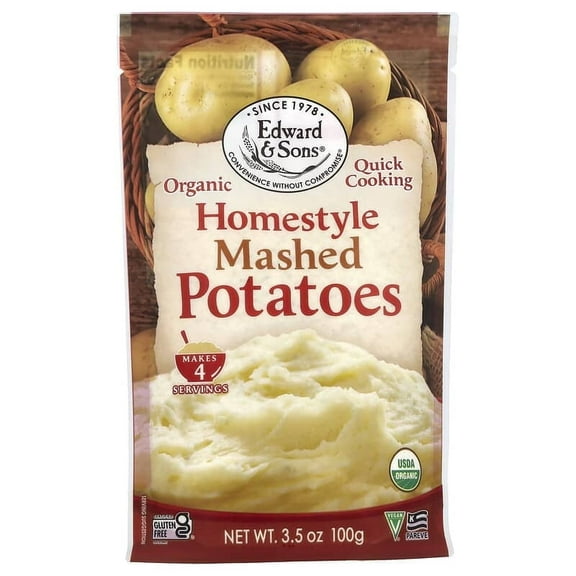 Edward & Sons Organic Mashed Potatoes Gluten Free Homestyle 3.5 oz Pack of 4