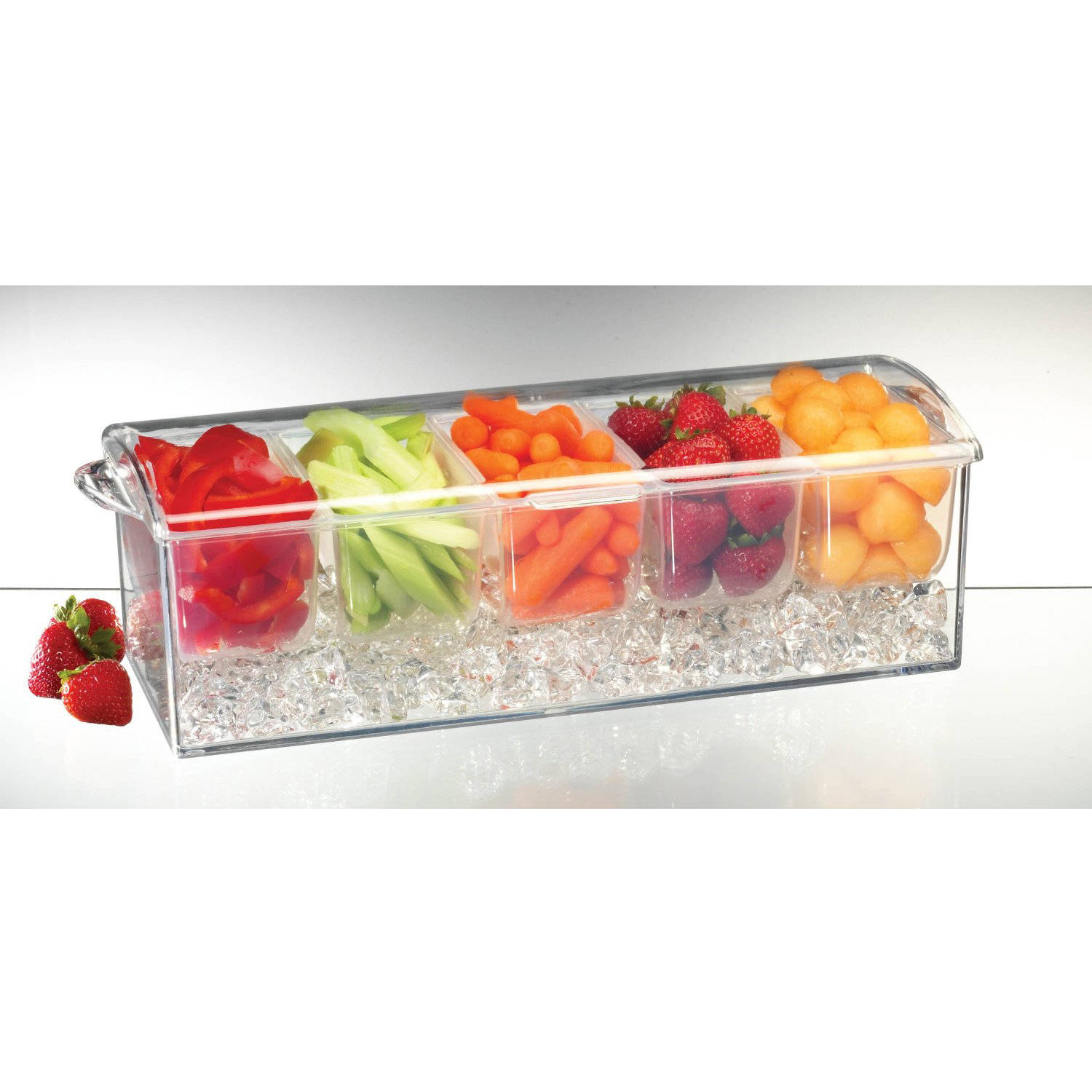 Sorbus 4 Compartment Condiment Tray with Ice Chamber, Clear