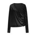 thumbnail image 4 of Mifsaly Sequin Tops for Women Loose Tunic V-Neck Long Sleeve Glitter Top Christmas Evening Cocktail Party Slim Shirts Xmas Fashion Patchwork Elegant Blouse Work Holiday Outfits 2025, 4 of 8