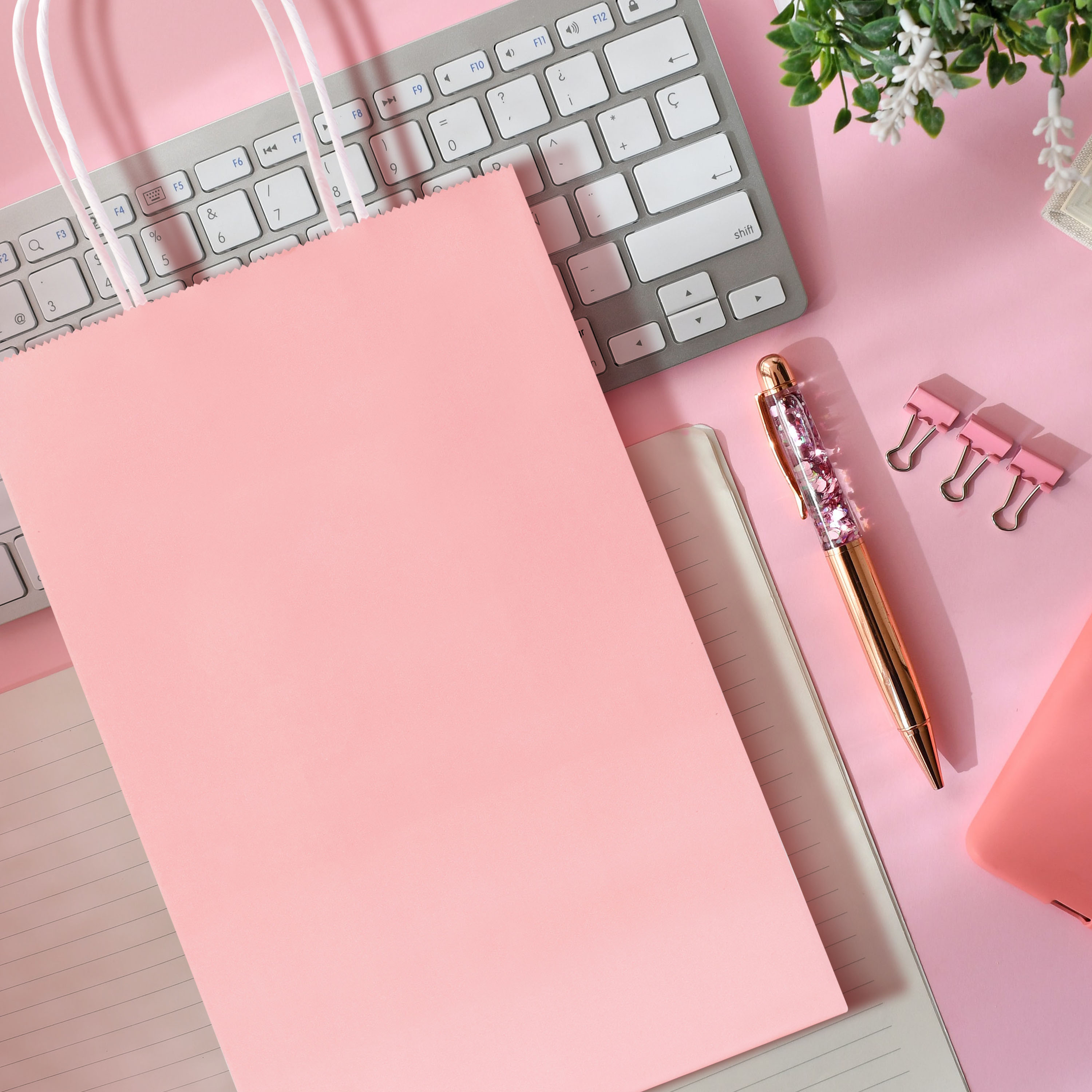 NexMint 12-Pack Pink Kraft Paper Gift Bags, Small photo 6