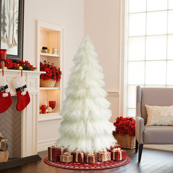 5Ft Holiday Artificial Pampas Grass Tree in Natural Ivory