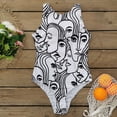thumbnail image 4 of LYXSSBYX Swimsuits for Women Two Piece Womens Fashion Women Graffiti Abstract Print Sexy High Neck Backless Siamese Swimwear, 4 of 5