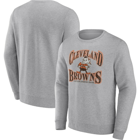 Men's Fanatics Heathered Gray Cleveland Browns Playability Pullover Sweatshirt