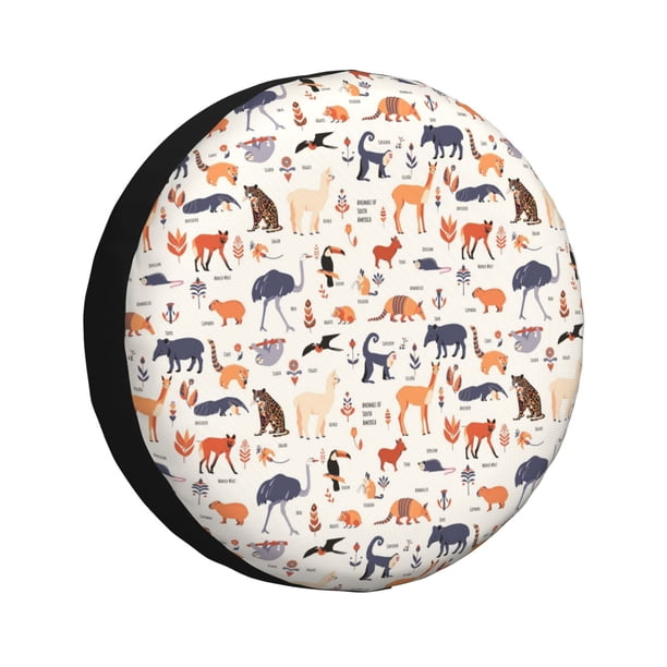 Balery South American Animals Cubiertas para Neumáticos - Protector Resistente para Neumáticos de Camioneta, SUV, Remolque, Camper y RV-14 inch