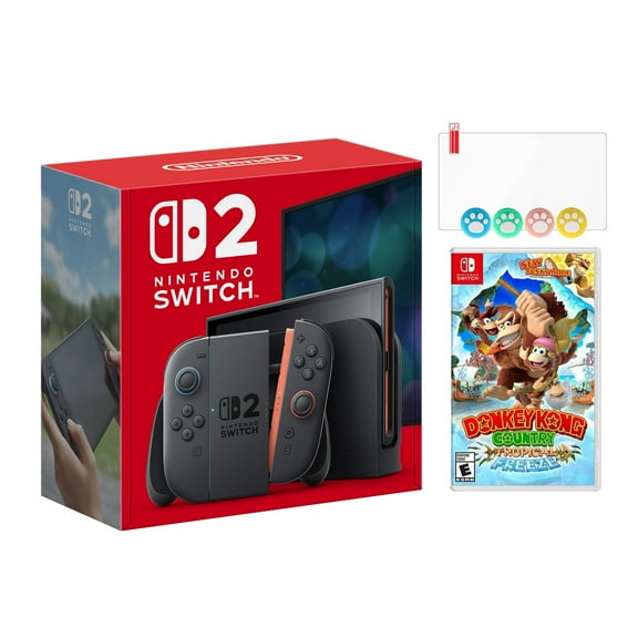 Nintendo Switch 2 Console 256GB 7.9-Inch 1080P HDR Touch Screen, Joy-Con 2 with Mouse Sensor, Dock, with Donkey Kong Country And Mytrix Joystick Caps & Screen Protector