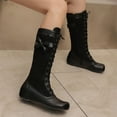 thumbnail image 7 of Tawop Boots for Women Knee High Lace Up Side Zip Round Toe Winter Black Boots, 7 of 7