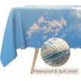 thumbnail image 2 of 60x84inches Tropical Ocean Beach Tablecloth Blue Sky White Cloud Sea Waves Nature Scenic Table Cloth Waterproof and Stain Resistant Table Cover for Dining Room Kitchen Themed Party Decor, 2 of 7