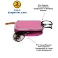 thumbnail image 2 of [3 PACK], JAVOedge Double Eyeglass Case Fits 2 Frames in 1 Soft PU Zipper and Pouch Style Storage with Microfiber Cloth, 2 of 7