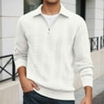 thumbnail image 2 of FYDUU Men's Classic Polo Shirt Winter Quarter Zip Pullover Shirts With Jacquard Pattern Collared Long Sleeve Tops Business Casual Shirts Button T-Shirt Tops, 2 of 9