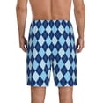 thumbnail image 3 of Kdxio Blue Squares Print Mens Sleep Shorts Bottoms Soft Comfy Pajama Wear Pants with Drawstring Pockets, 3 of 7
