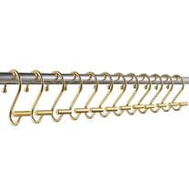 KALLORY 12Pcs Iron Shower Curtain Hooks Golden S Hooks Sturdy and Strong Load Bearing