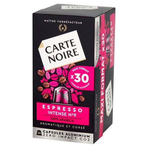Carte Noire Intense Aluminium Nespresso Compatible Capsules, 30 pods per pack, British Import (Pack of 3)