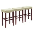 thumbnail image 2 of Costaelm Bulmon 29" Upholstered Cherry Bar Stools With Nail Head Trim (Set of 3), Beige, 2 of 3