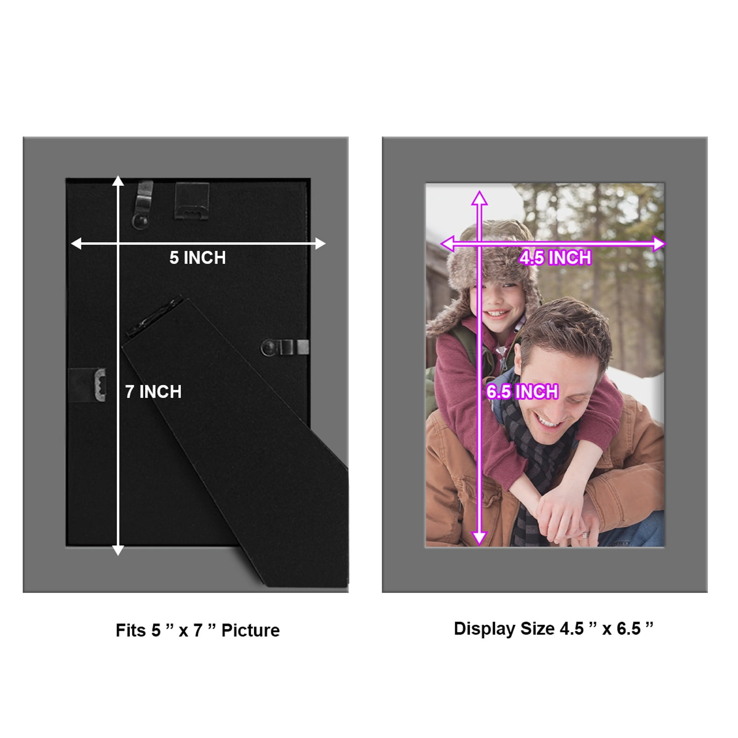 Modern 5 in. x 7 in. Grey Picture Frame (Set of 2)