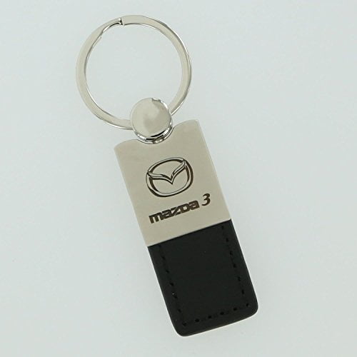 Mazda 3 Duo Rectangular Leather Key Chain (Black)
