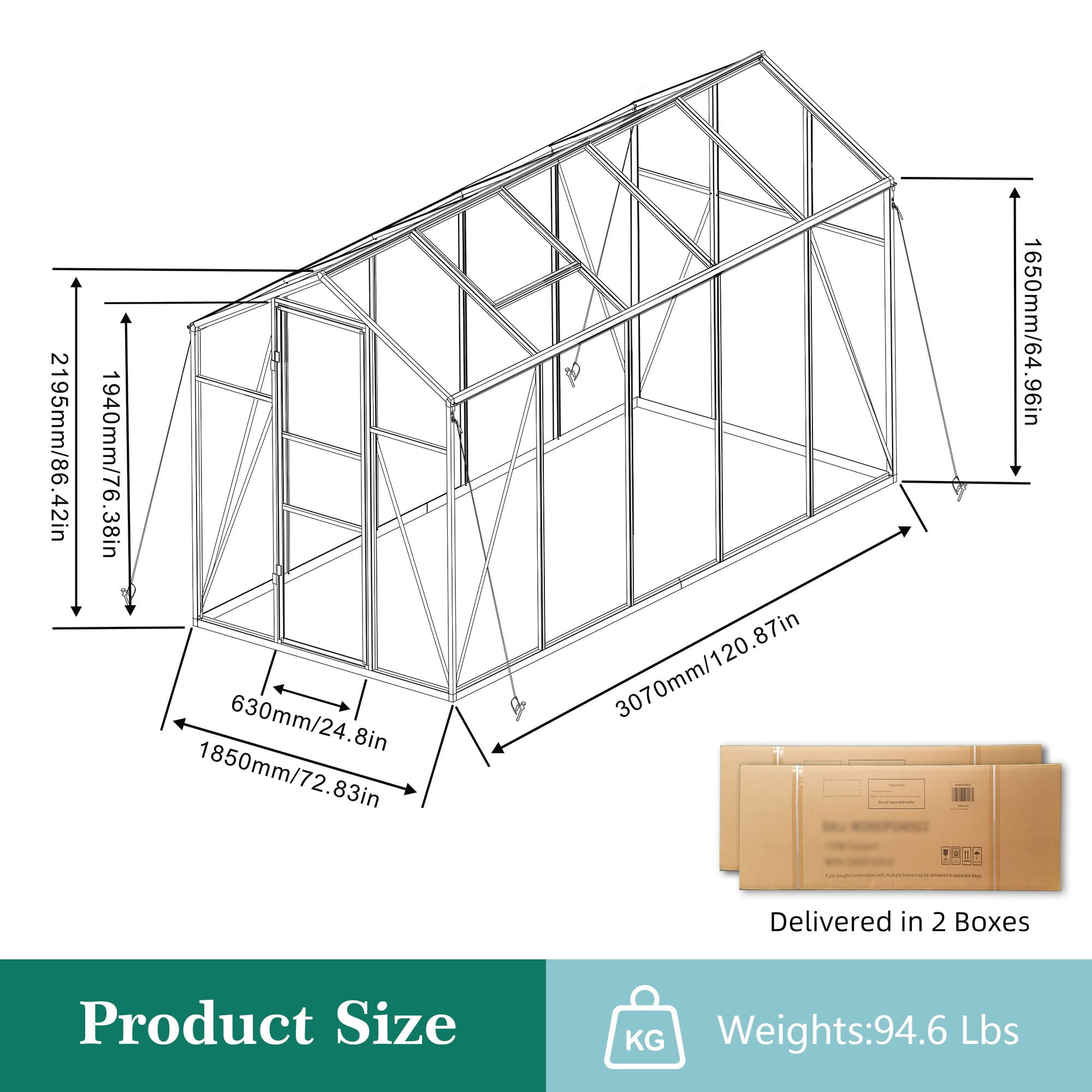MAYEERTY 6x10 FT Walk-in Greenhouse with Raised Base & Aluminum Frame, All-Season Windproof Greenhouse for Backyard, Garden & Patio