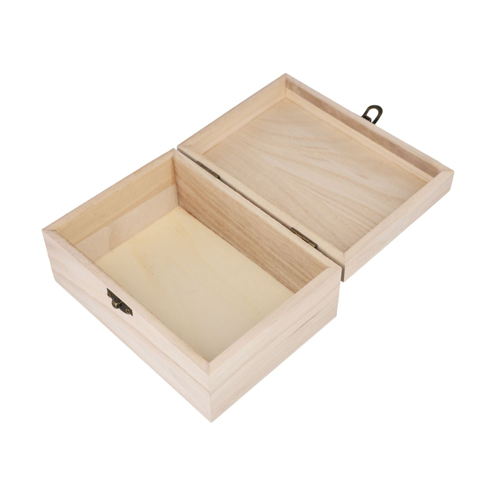 SOFEIYA Plain Wood Wooden Square Hinged Storage Boxes Craft Box