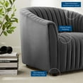 thumbnail image 3 of Armchair Accent Tufted Chair, Charcoal Grey Gray, Velvet, Modern Contemporary, Mid Century Living Hotel Lounge Cafe Lobby, 3 of 8