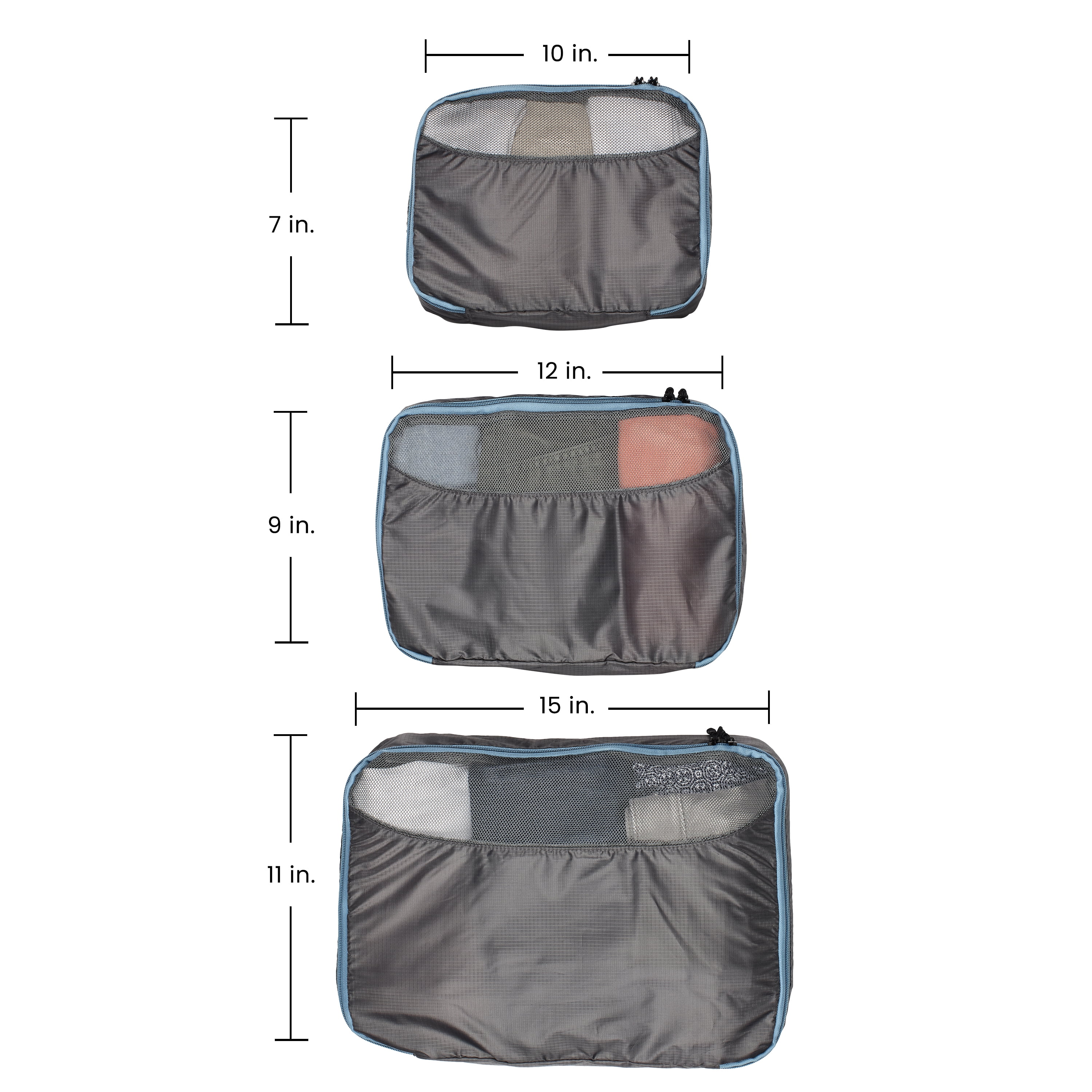 Travel Smart by Conair Luggage Packing Cubes, 3 Count